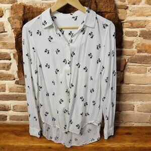 Adorable French Bulldog Print Blouse - Button Front - Size S